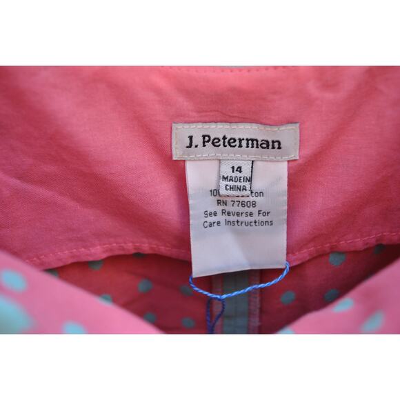 J. Peterman Aqua & Pink Polka Dot Sleeveless Fit & Flare Dress – Size 14 - Picture 2 of 3